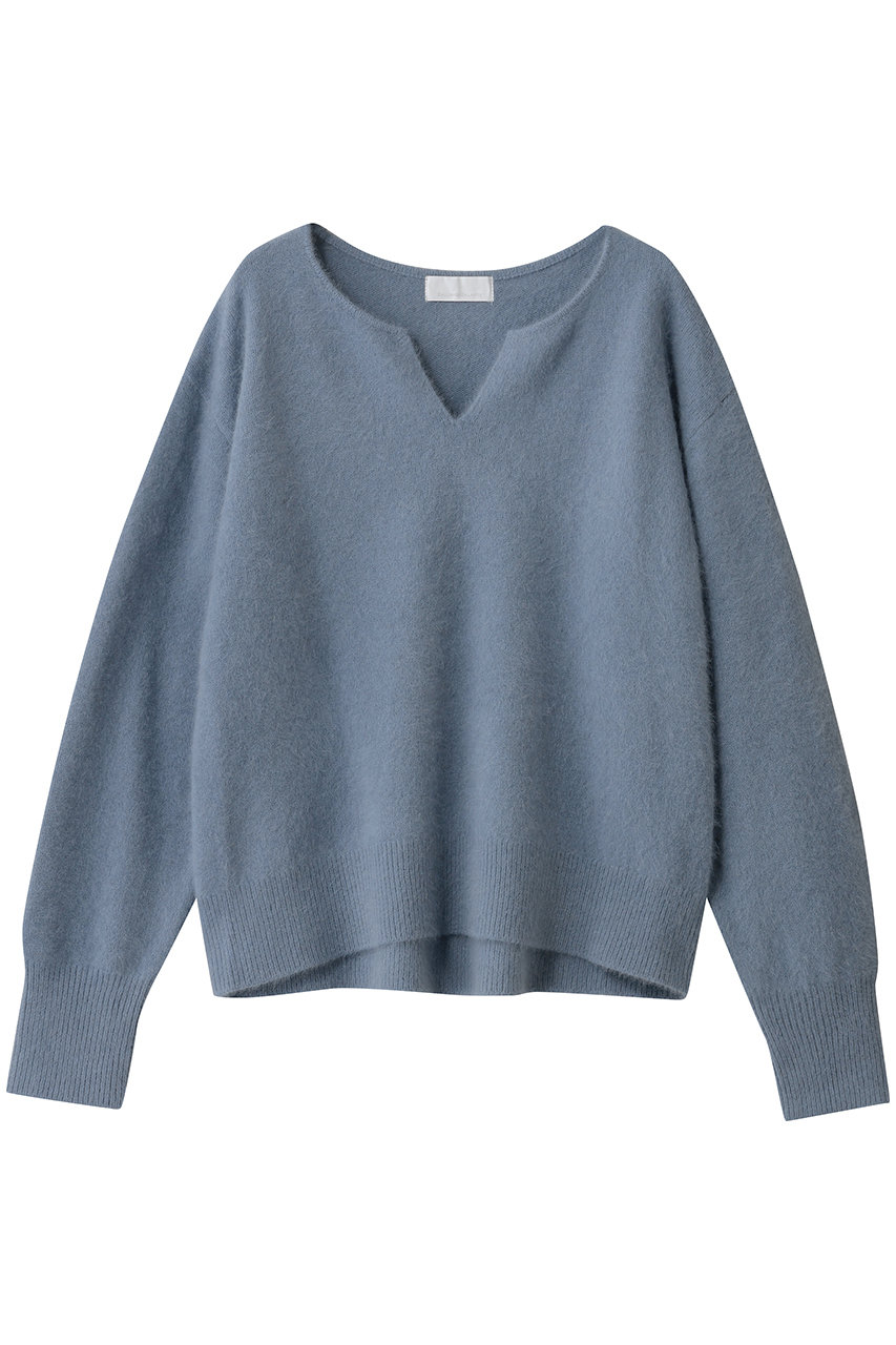 ファーウールキーネックニット