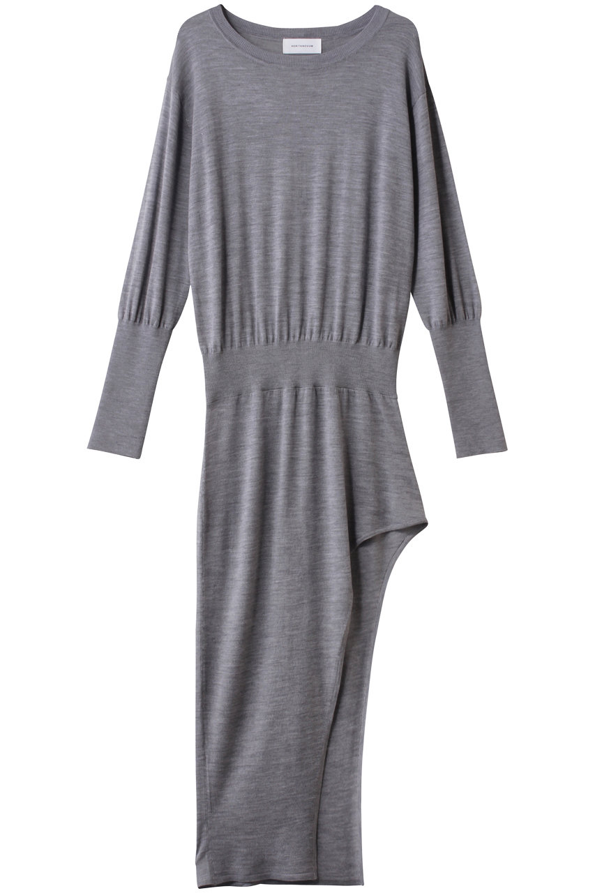 ガリャルダガランテ/GALLARDAGALANTEの【HERITANOVUM】アシンメトリーニットワンピ(グレー/GGH1052505A0003)