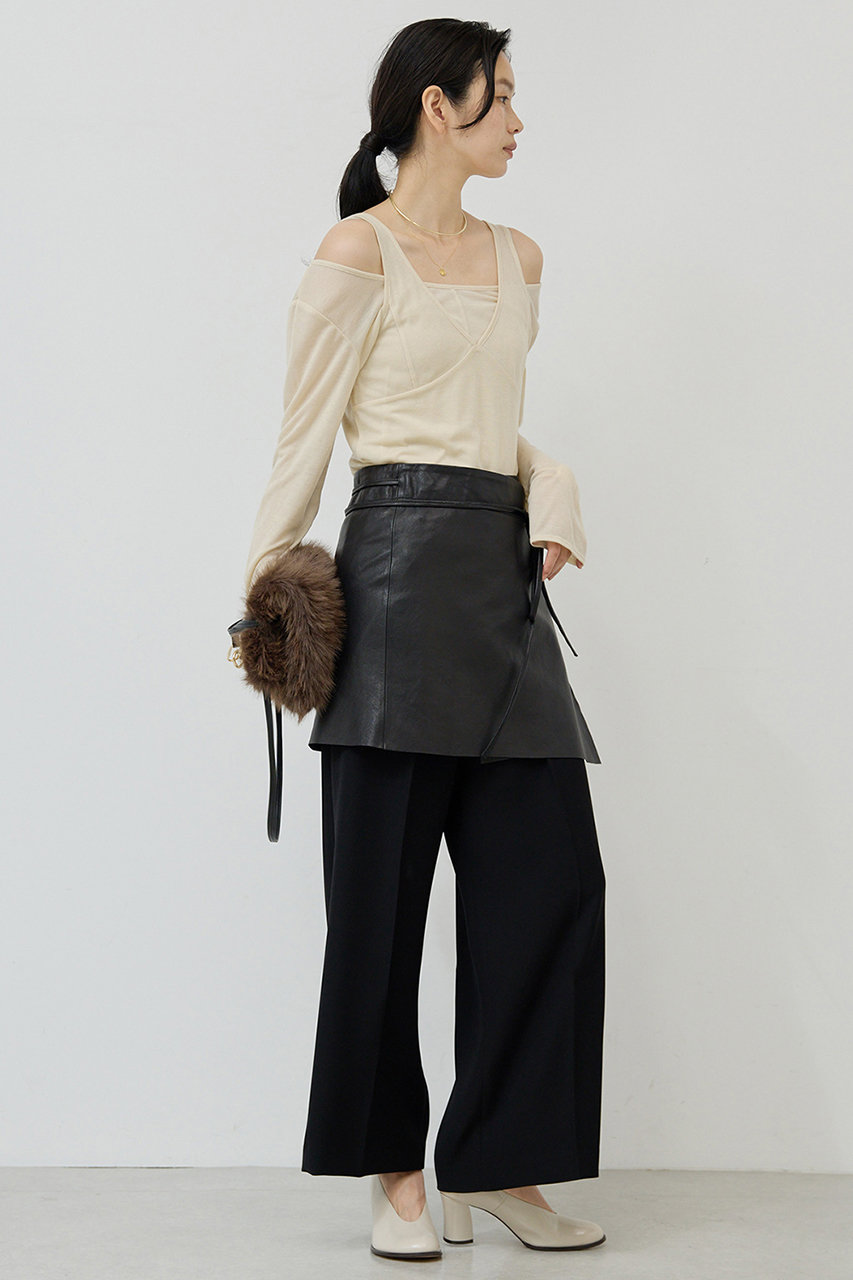 GALLARDAGALANTE(ガリャルダガランテ)｜レザーラップスカート/ブラック