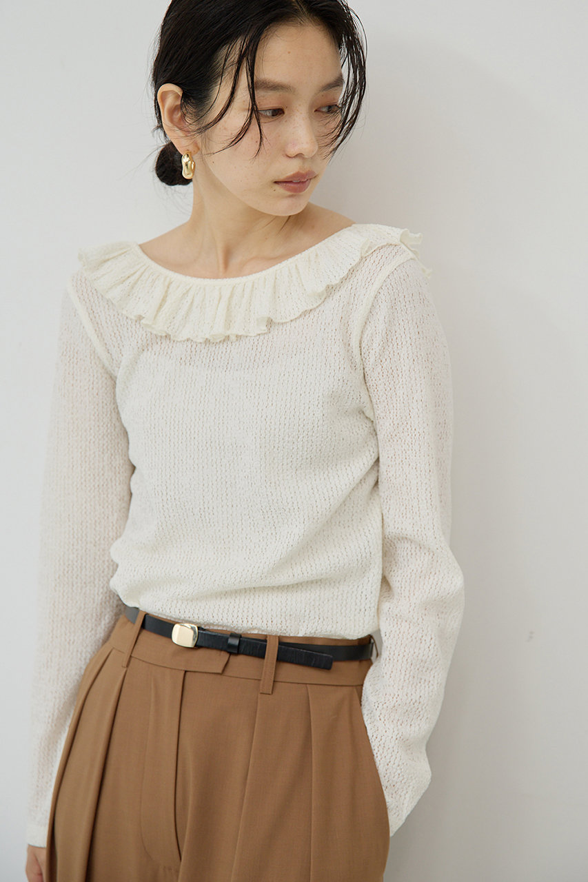 メッシュフリルカットソー