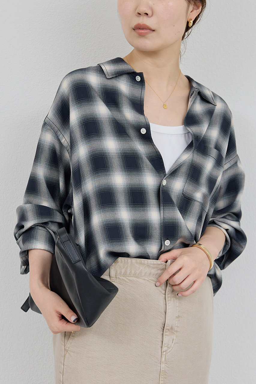 ガリャルダガランテ/GALLARDAGALANTEのオンブレチェックシャツ(ネイビー/GGZ1052104A0001)