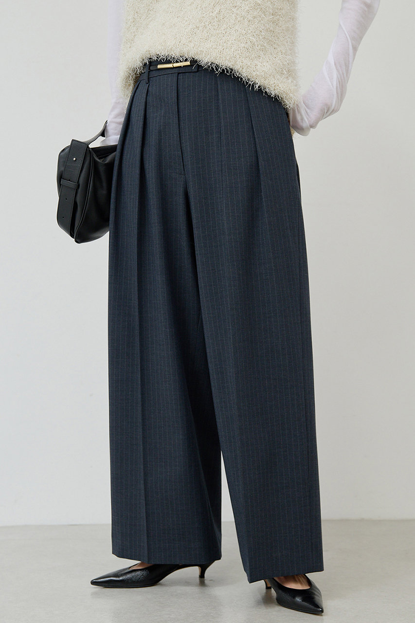【3サイズ展開】ストライプダブルタックパンツ