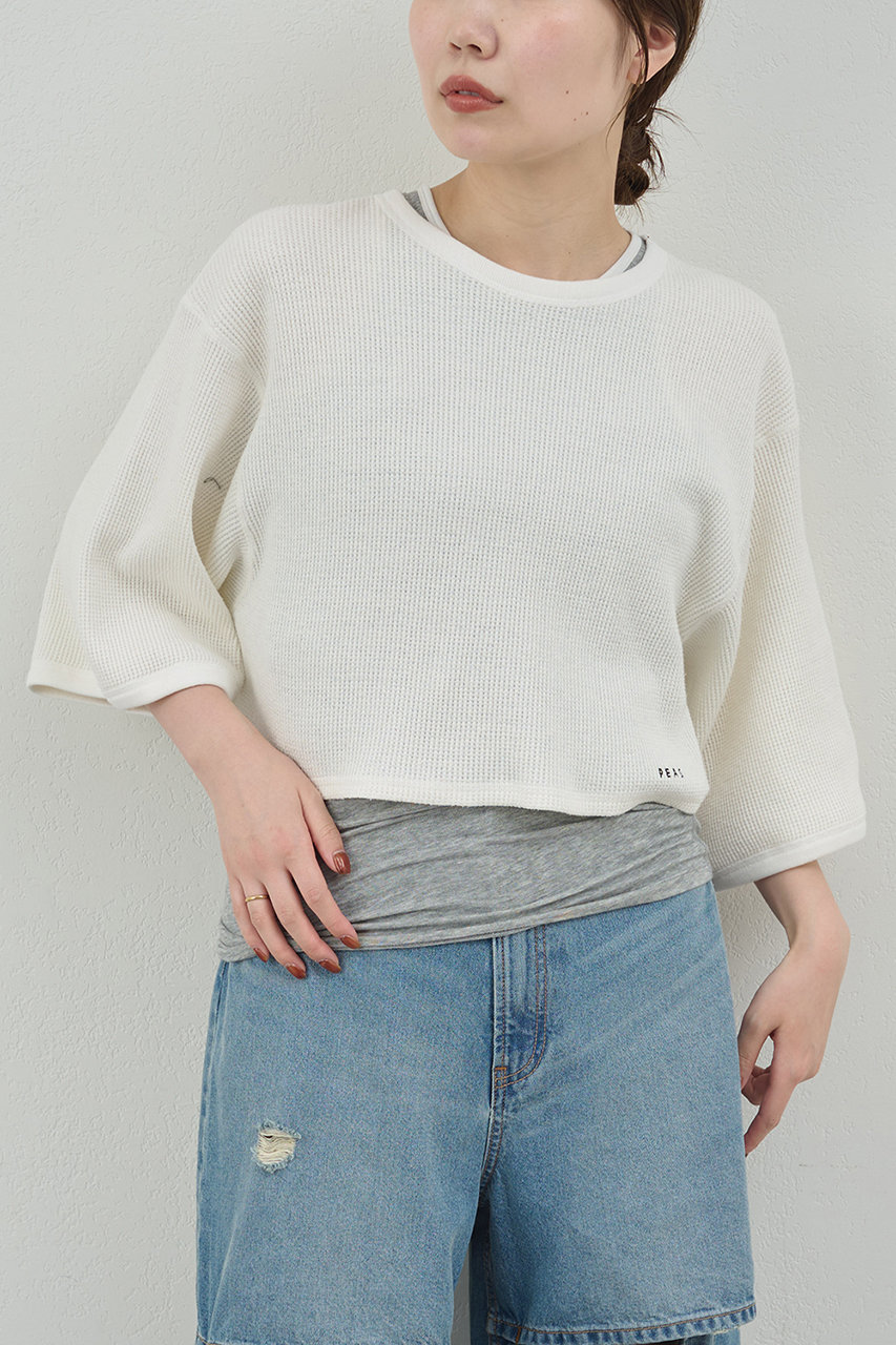 GALLARDAGALANTE 【PEAS】サーマルクロップドTシャツ (ホワイト, F) ガリャルダガランテ ELLE SHOP GALLARDAGALANTE 【PEAS】サーマルクロップドTシャツ (ホワイト, F) ガリャルダガランテ ELLE SHOP