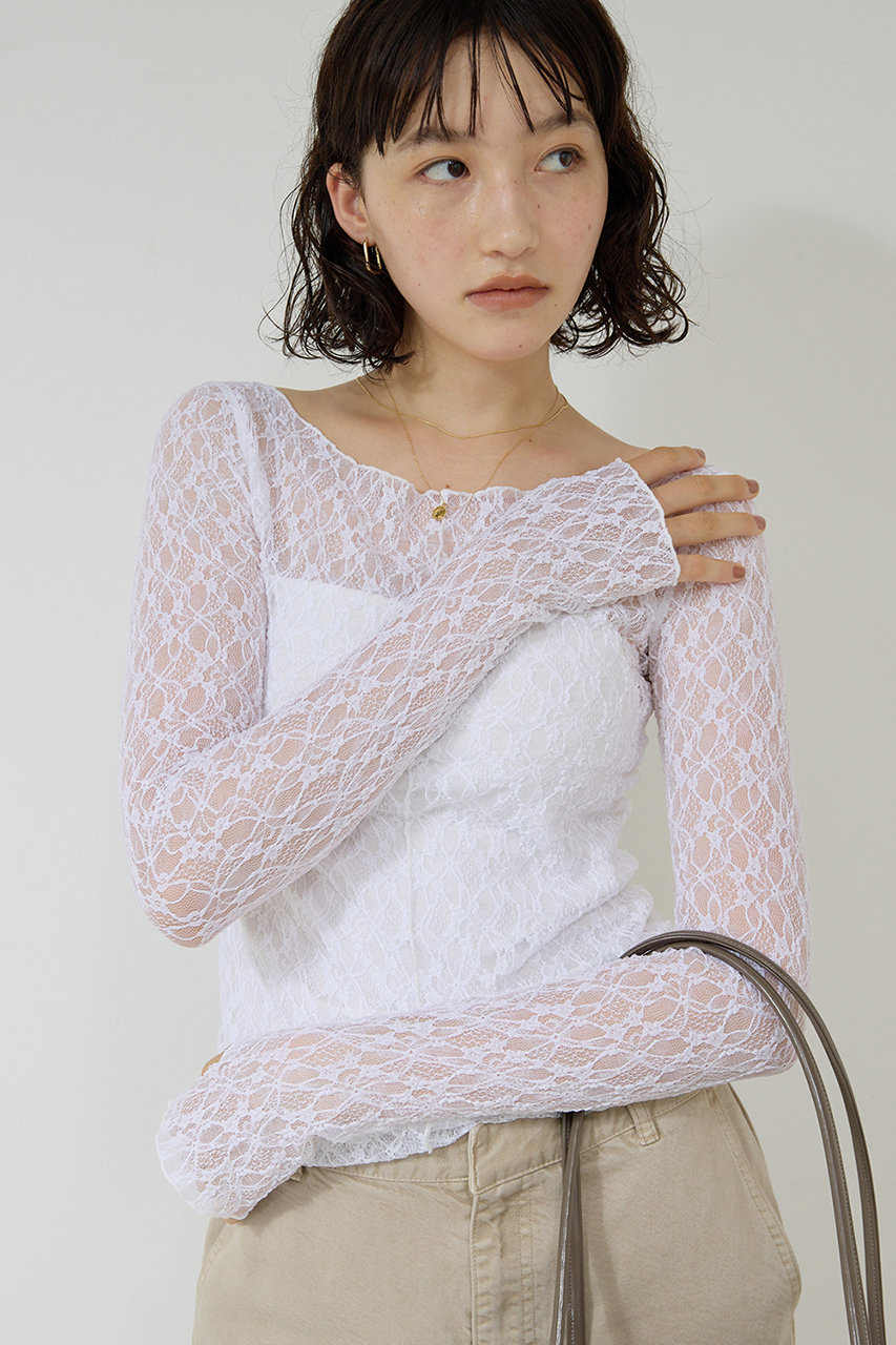 ガリャルダガランテ/GALLARDAGALANTEの【La nature linge】NEWレースカットソー(ホワイト/GGL1052206A0001)
