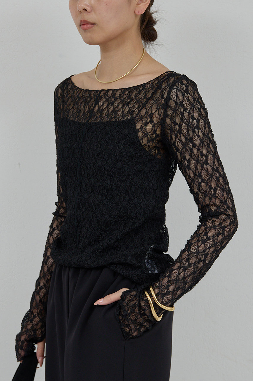 ガリャルダガランテ/GALLARDAGALANTEの【La nature linge】NEWレースカットソー(ブラック/GGL1052206A0001)
