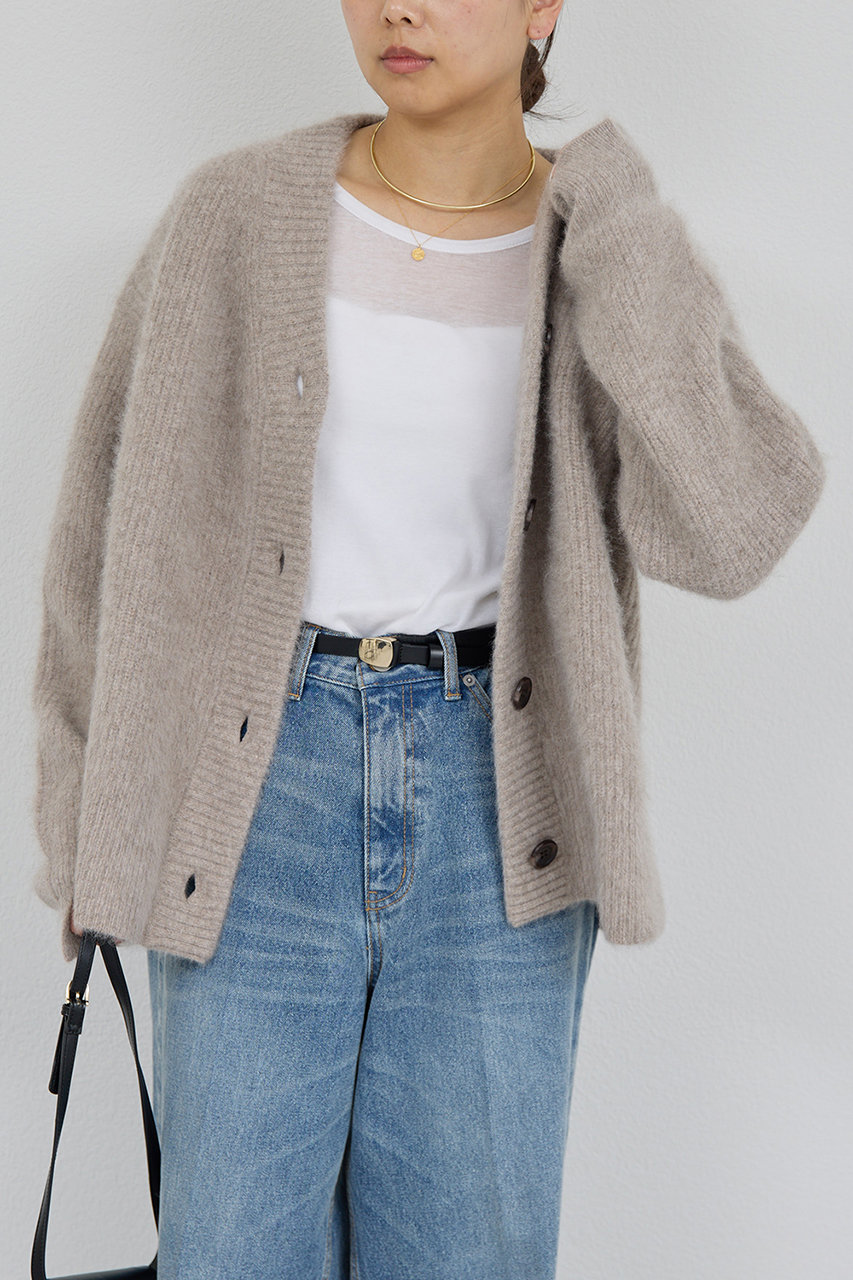 【新品】ガラルダギャランテ　ファーVネックカーディガン　モカ 楽天ポイント還元】GALLARDAGALANTE ファーVネックカーディガン