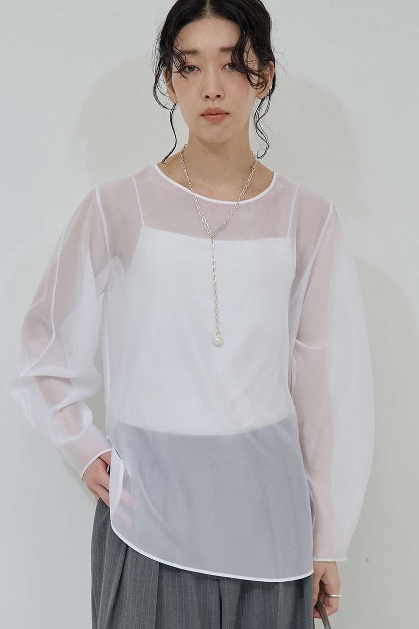 シアーカーブスリーブブラウス