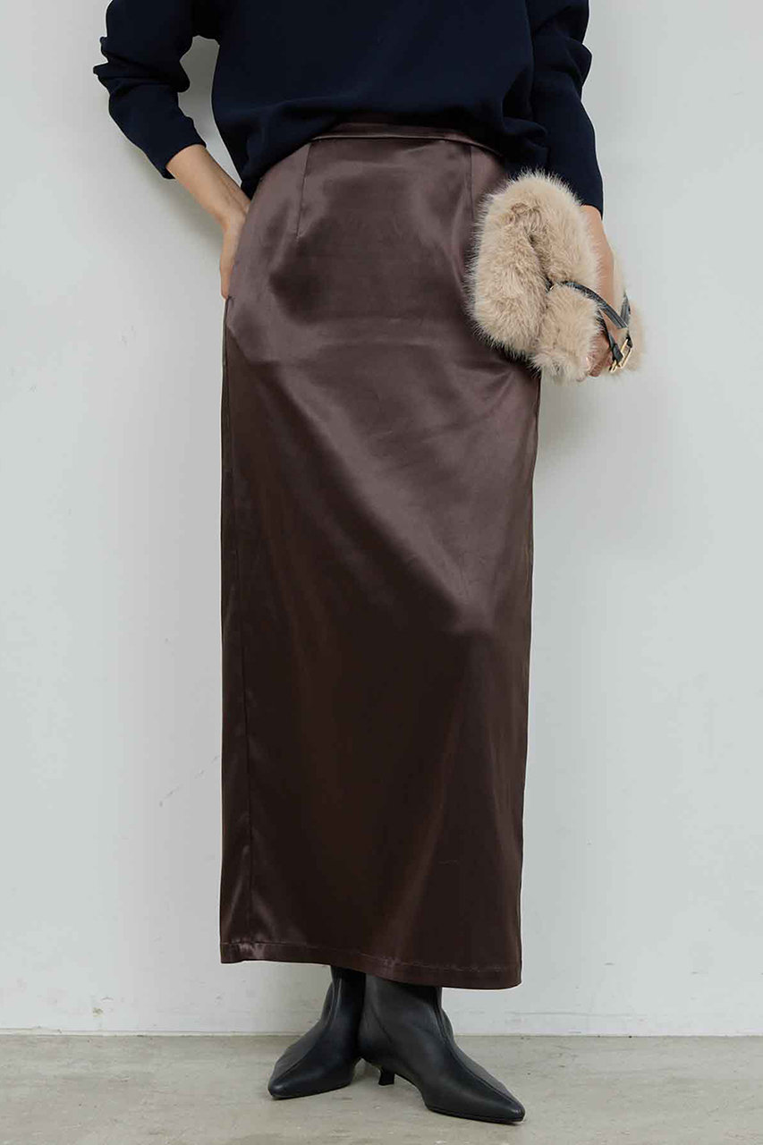 GALLARDAGALANTE ストレッチサテンスカート (ブラウン, 1) ガリャルダガランテ ELLE SHOP GALLARDAGALANTE ストレッチサテンスカート (ブラウン, 1) ガリャルダガランテ ELLE SHOP