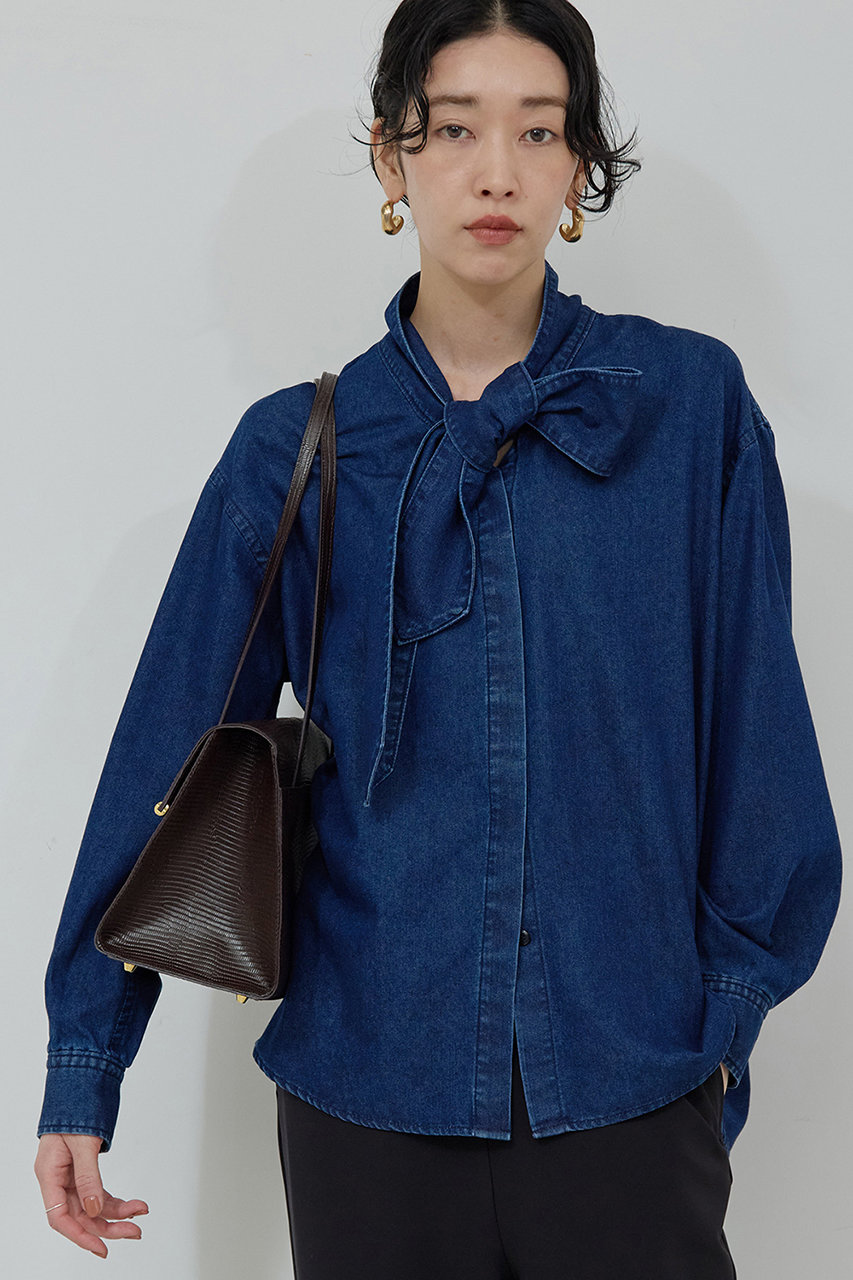 デニムボウタイブラウス