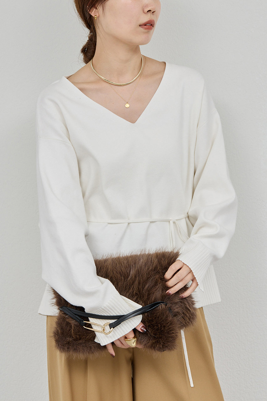 【CHIKAコラボ】タイ付き総針Vネックニット