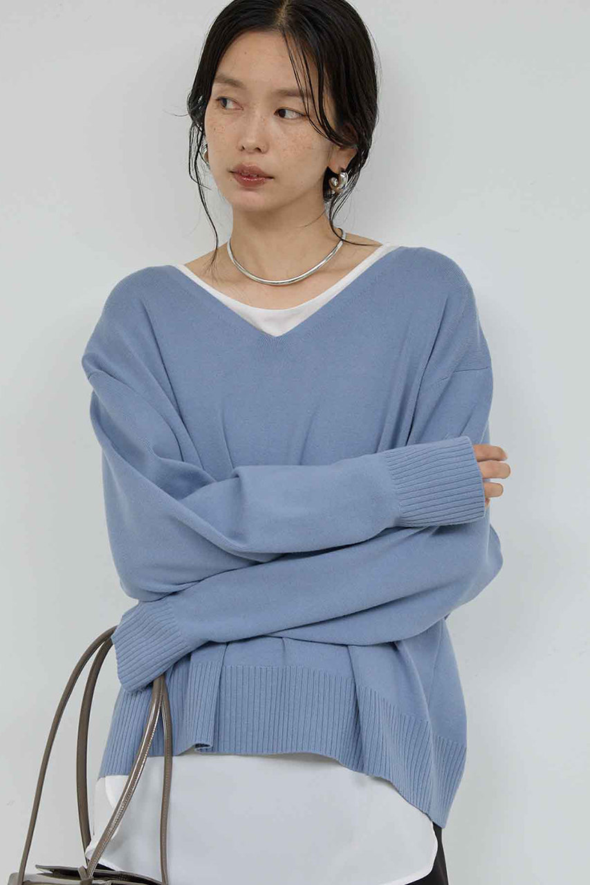 【CHIKAコラボ】タイ付き総針Vネックニット