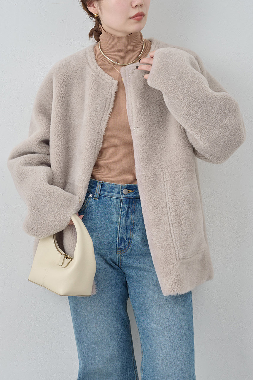 GALLARDAGALANTE リバーシブルフェイクムートンコート (ライトグレー, F) ガリャルダガランテ ELLE SHOP