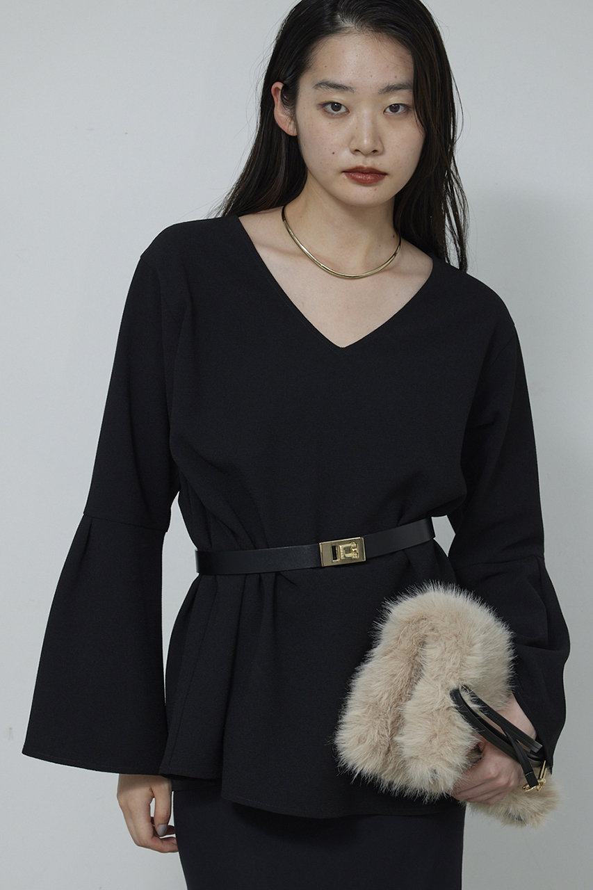 ガリャルダガランテ/GALLARDAGALANTEのジョーゼットベルスリーブブラウス(ブラック/GGZ1052504A0003)