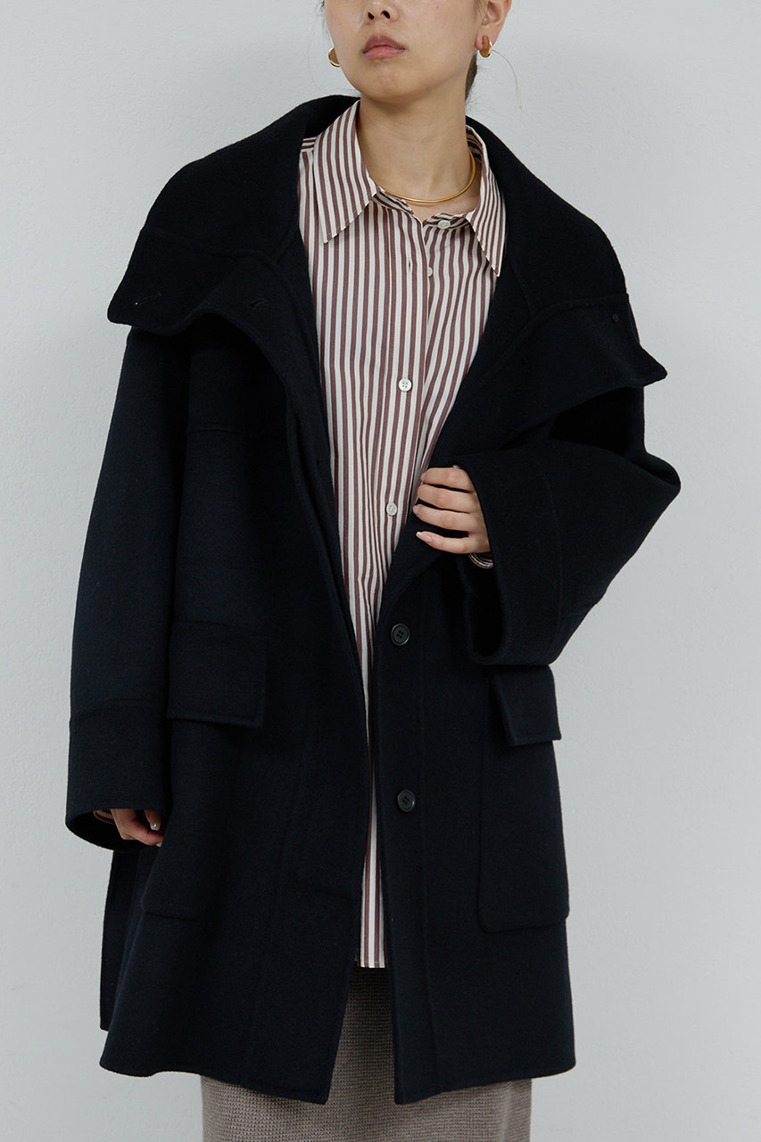 GALLARDAGALANTE 【HERITANOVUM】スタンドカラーリバーコート (ブラック, F) ガリャルダガランテ ELLE SHOP