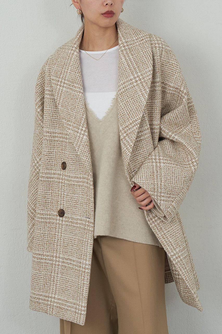 【HERITANOVUM】ツィードショールカラーショートコート