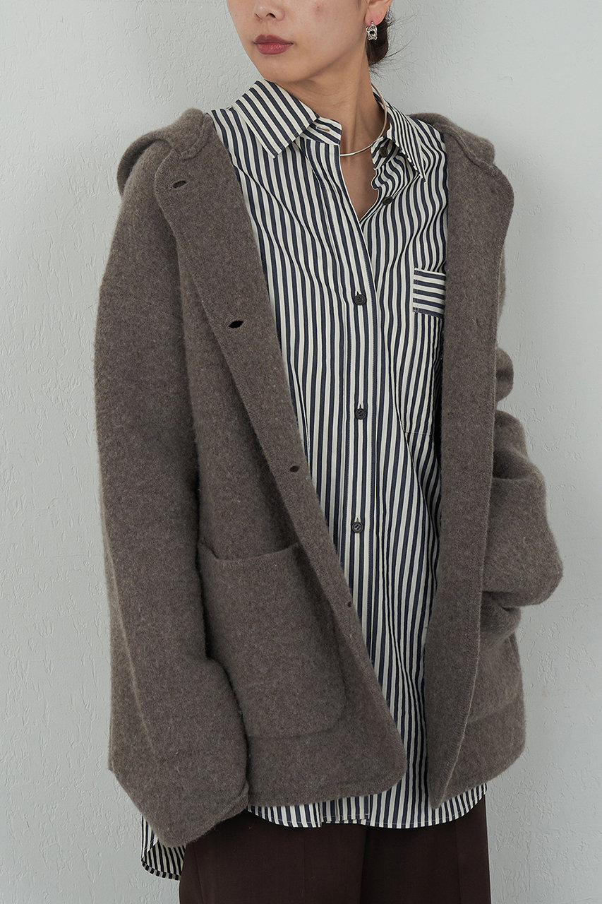 GALLARDAGALANTE 【HERITANOVUM】ニットフーディコート (モカ, F) ガリャルダガランテ ELLE SHOP