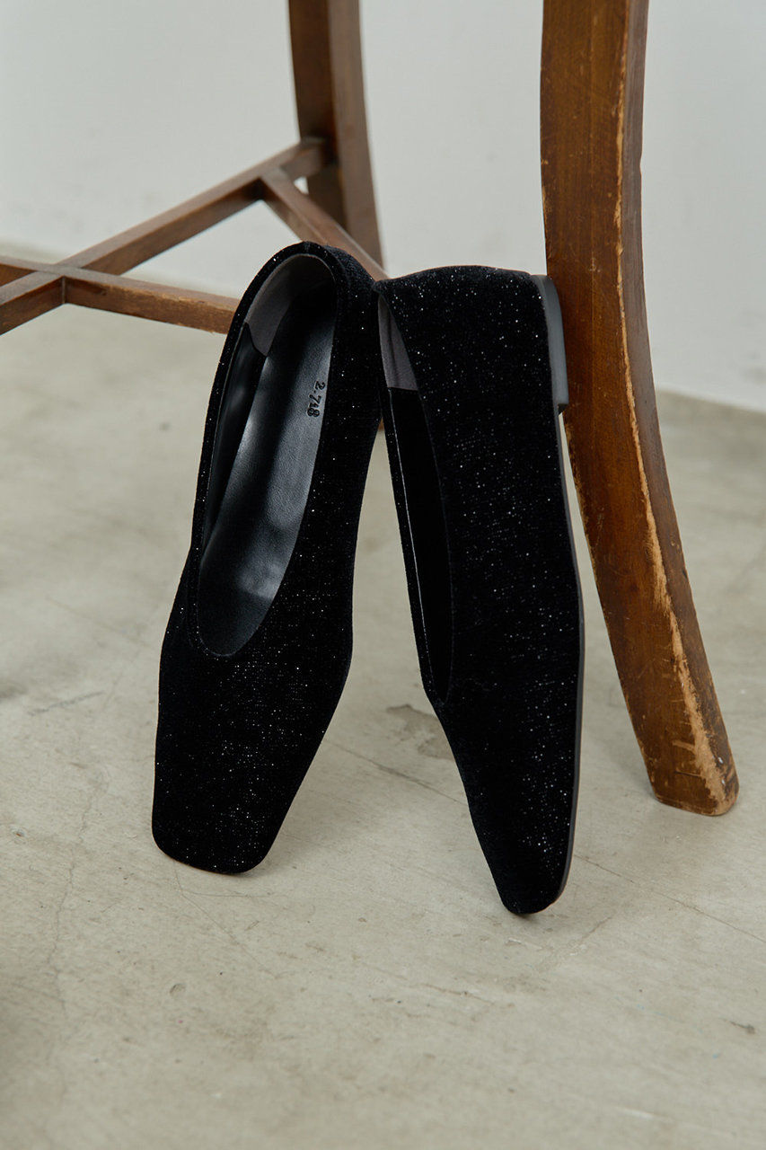 GALLARDAGALANTE 【2.718】ベロアフラットシューズ (ブラック, 38(24-24.5cm)) ガリャルダガランテ ELLE SHOP