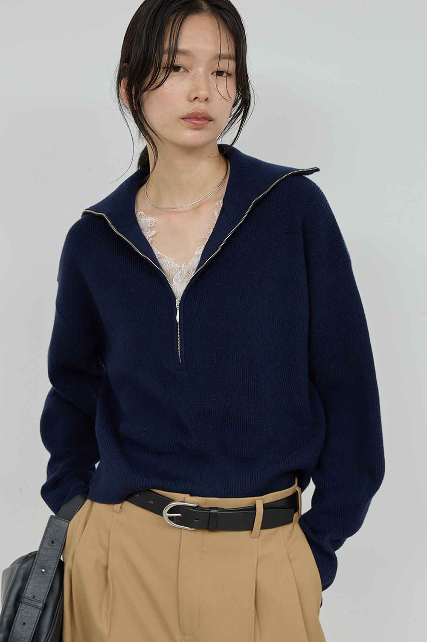 GALLARDAGALANTE ハーフジップニット (ネイビー, F) ガリャルダガランテ ELLE SHOP