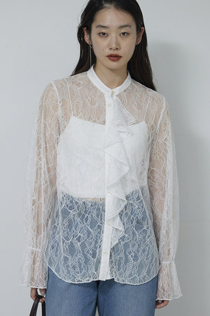 ガリャルダガランテ/GALLARDAGALANTEの【予約販売】シアーレースフリルブラウス(110400/110403)