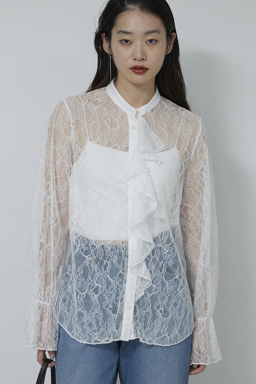 ガリャルダガランテ/GALLARDAGALANTEのシアーレースフリルブラウス(オフホワイト/GGZ1052504A0001)