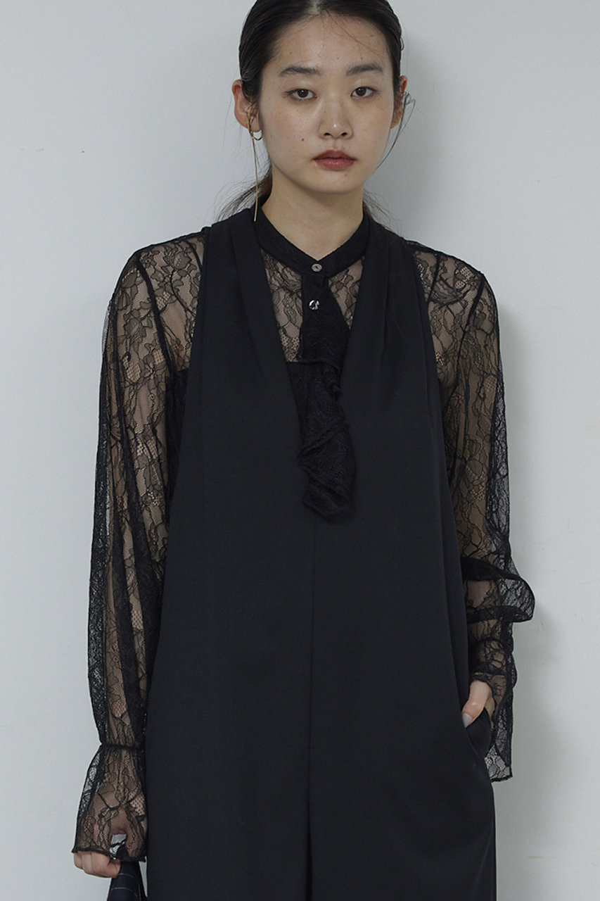 ガリャルダガランテ/GALLARDAGALANTEのシアーレースフリルブラウス(ブラック/GGZ1052504A0001)