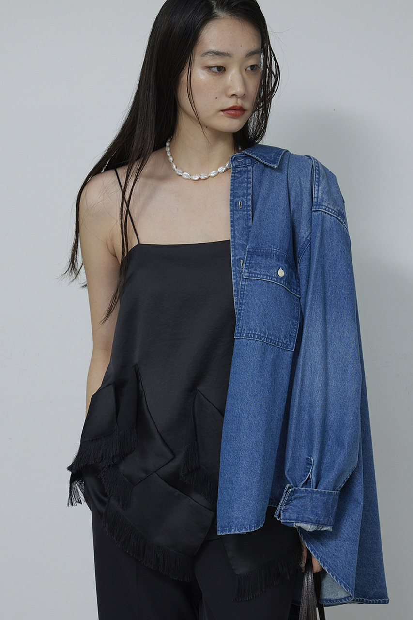 フリンジサテンキャミ