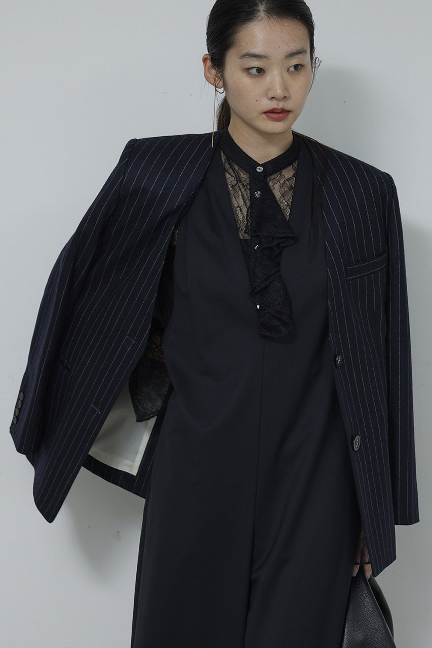ガリャルダガランテ/GALLARDAGALANTEの【予約販売】【セットアップ対応】ストライプノーカラージャケット(ネイビー/GGZ1052507A0001)