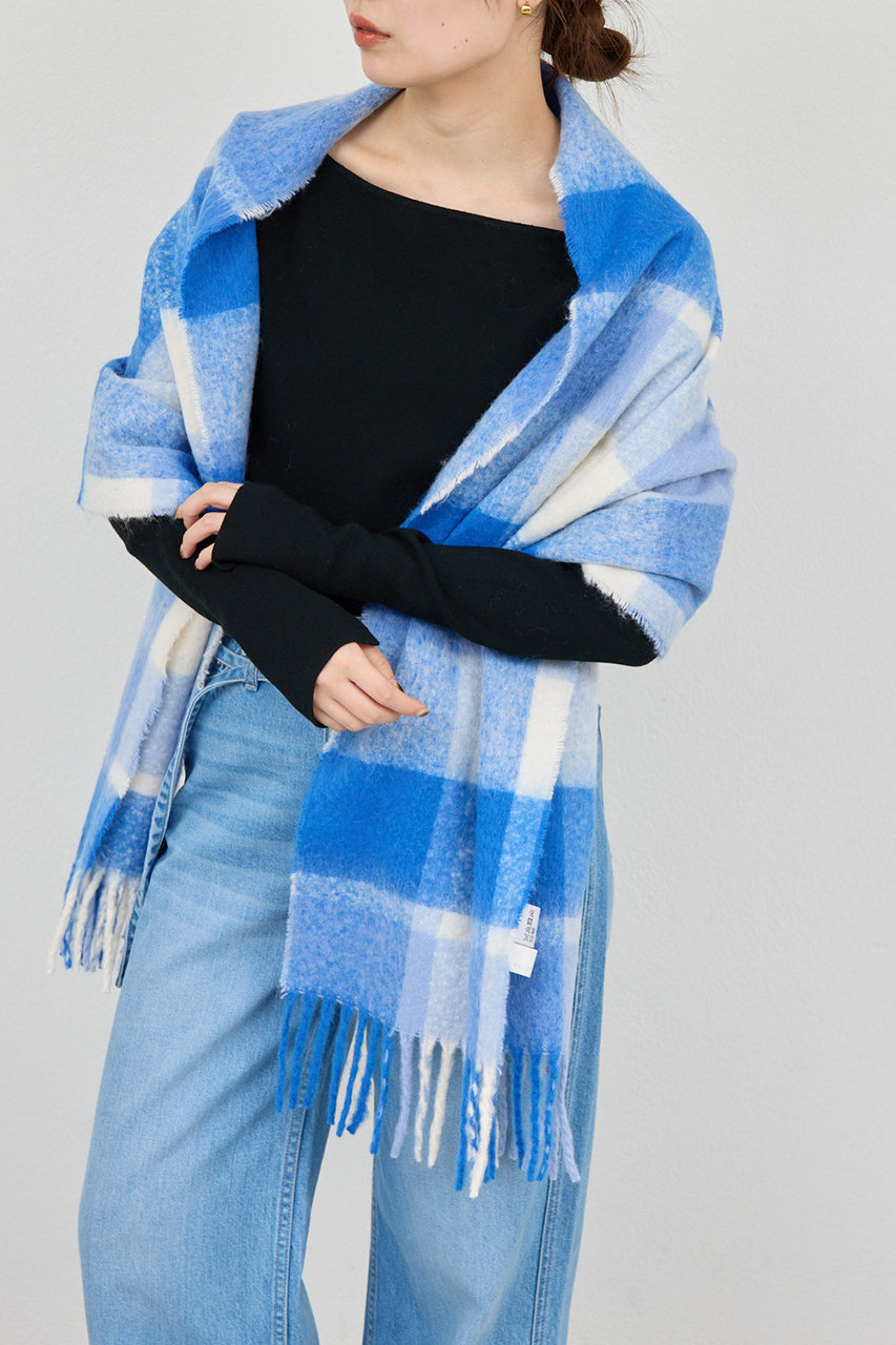 ガリャルダガランテ/GALLARDAGALANTEのブークレーチェックストール(ブルー/GGZ1052516A0001)
