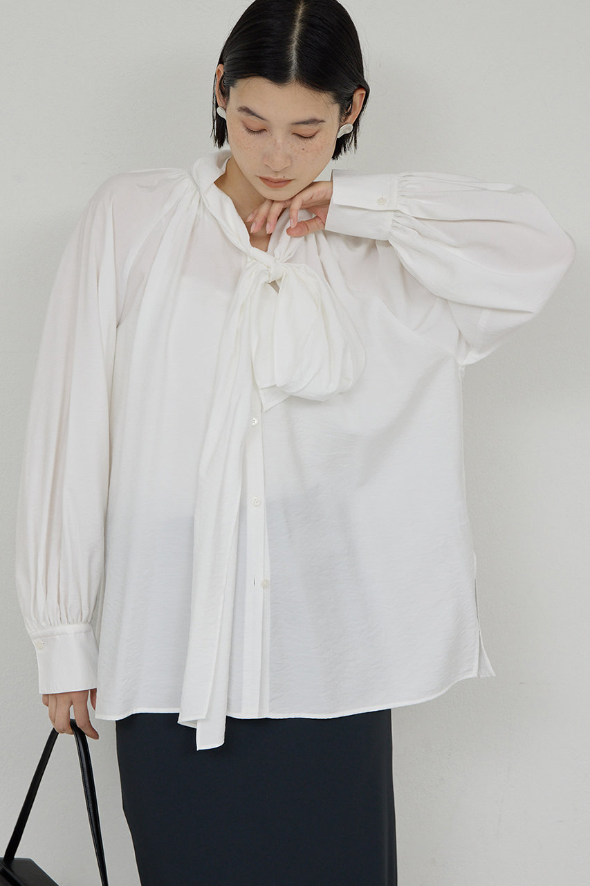 【2way】ギャザーボウタイブラウス