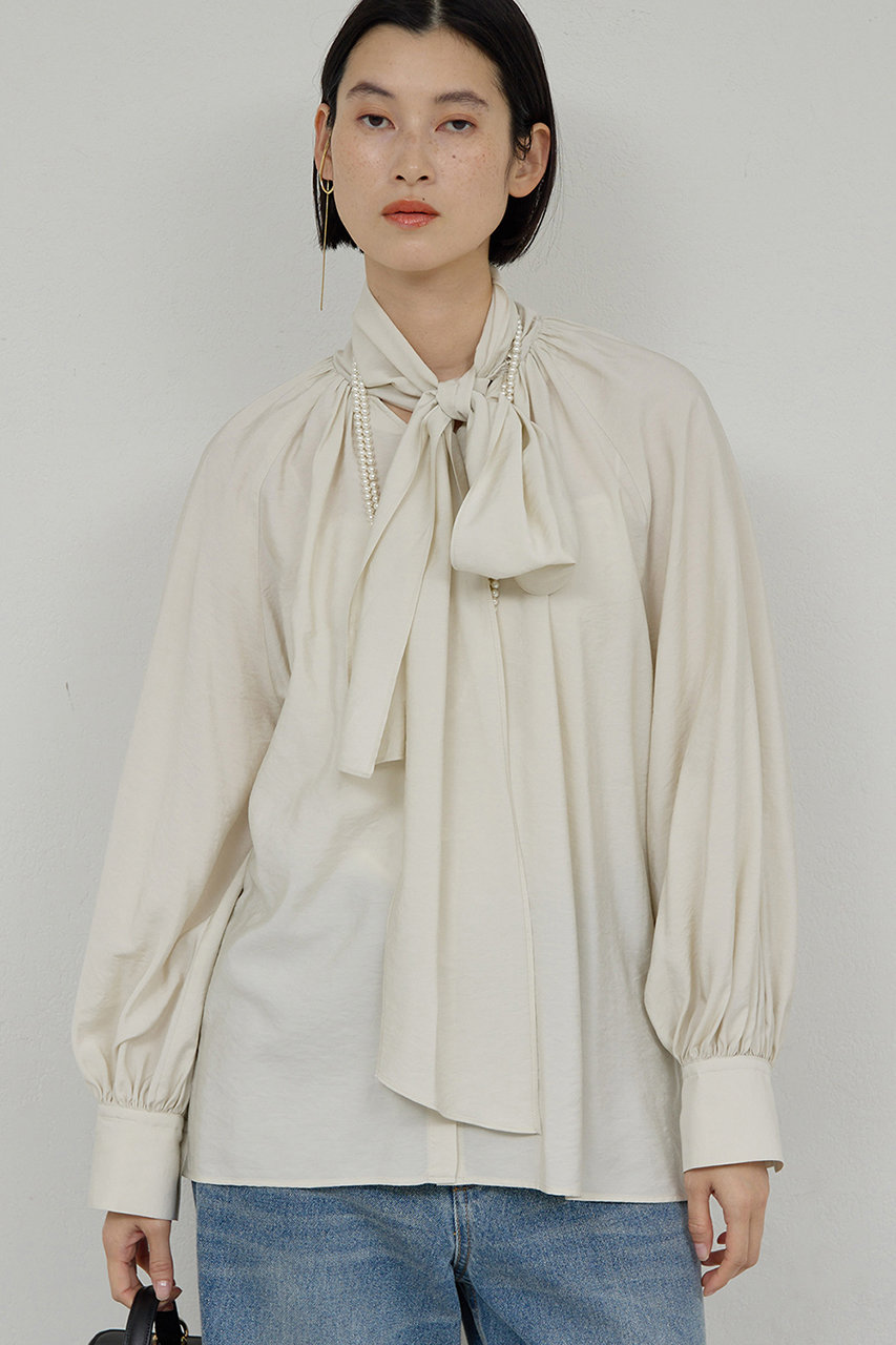 【2way】ギャザーボウタイブラウス