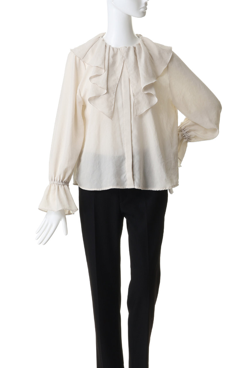 GALLARDAGALANTE(ガリャルダガランテ)｜ラッフルカラーブラウス/ライト