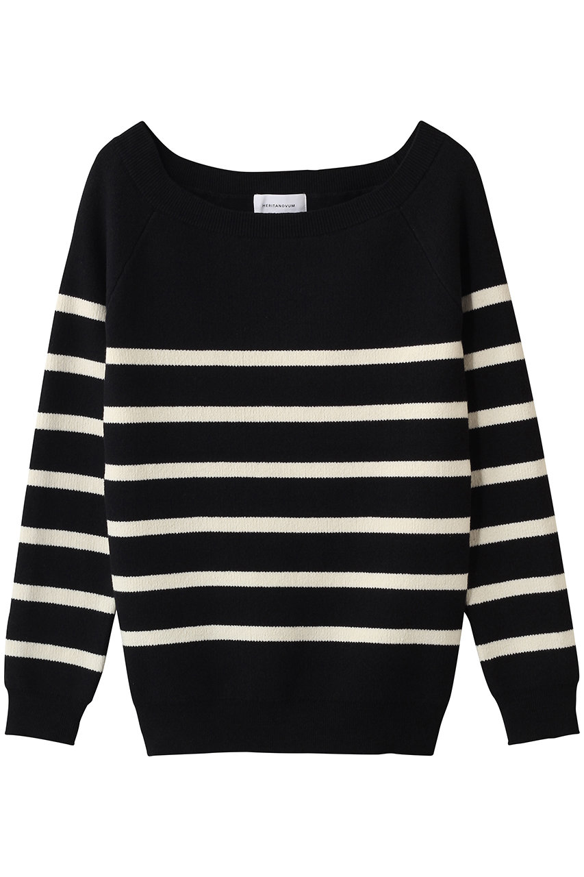 ガリャルダガランテ/GALLARDAGALANTEの【HERITANOVUM】ボートスムースボーダーニット(ブラック/GGH1061105A0001)