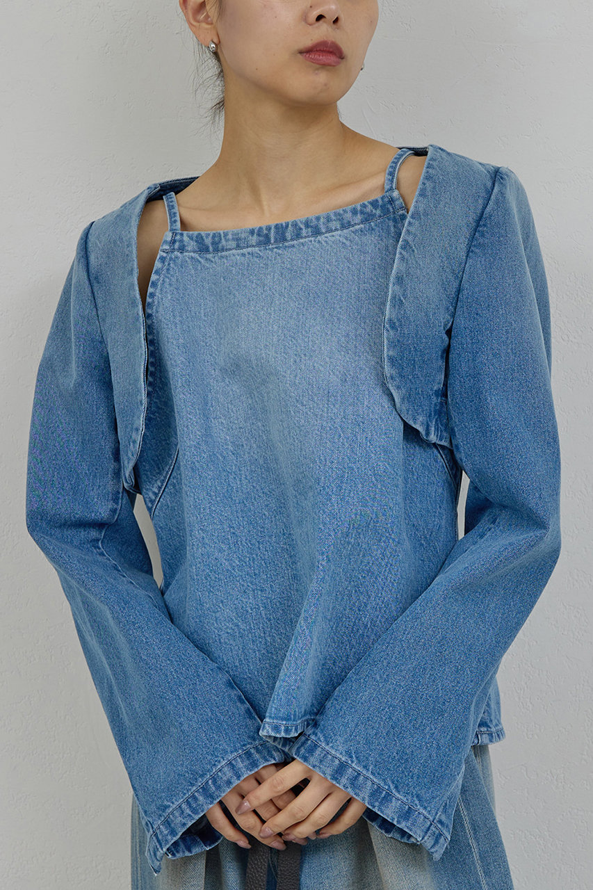 ガリャルダガランテ/GALLARDAGALANTEの【予約販売】【PEAS】デニムジャケットボレロ(ブルー/GGP1061107A0001)