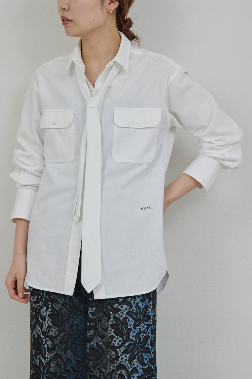 ガリャルダガランテ/GALLARDAGALANTEの【PEAS】タイ付きシャツ(ホワイト/GGP1061104A0005)