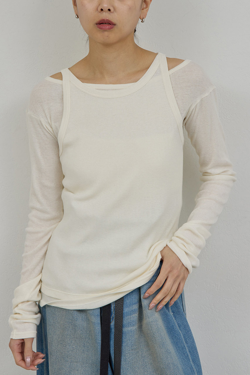 ガリャルダガランテ/GALLARDAGALANTEの【PEAS】カバーテレコタンク(ホワイト/GGP1061106A0003)