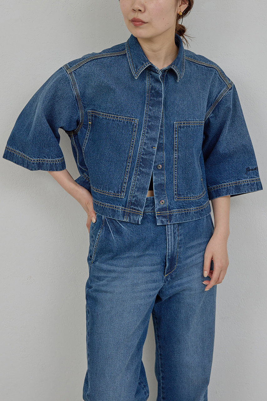 ガリャルダガランテ/GALLARDAGALANTEの【予約販売】【PEAS】【セットアップ対応】デニムハーフスリーブシャツ(ブルー/GGP1061304A0002)