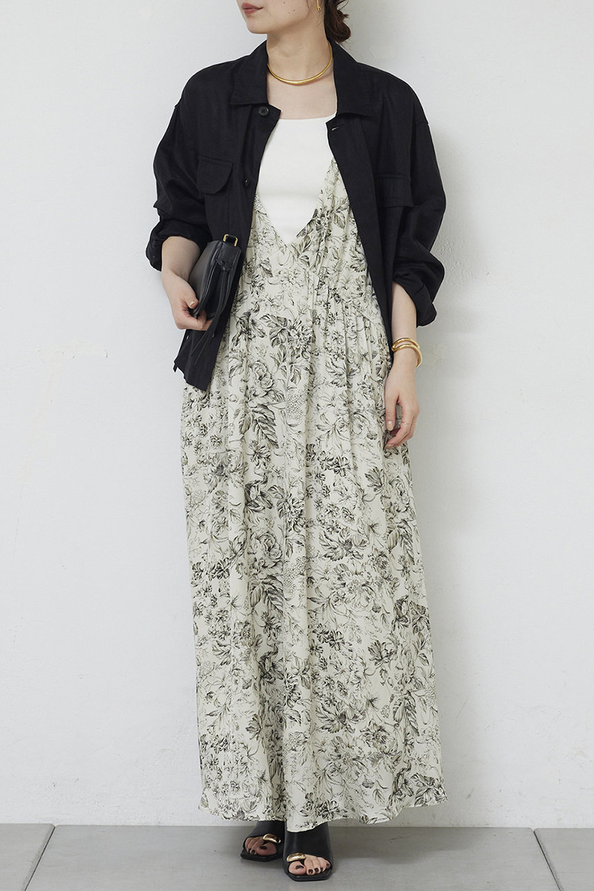 ガリャルダガランテ/GALLARDAGALANTEの【予約販売】ボタニカルサテンディープVキャミワンピース(オフホワイト/GGZ1061209A0002)