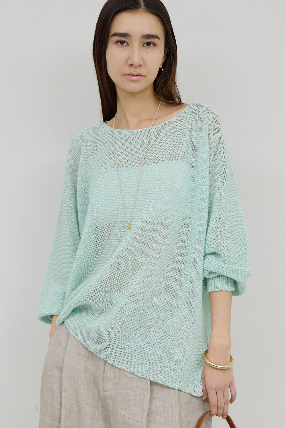 ガリャルダガランテ/GALLARDAGALANTEの【予約販売】ペーパーヤーンメッシュニット(ミント/GGZ1061305A0001)