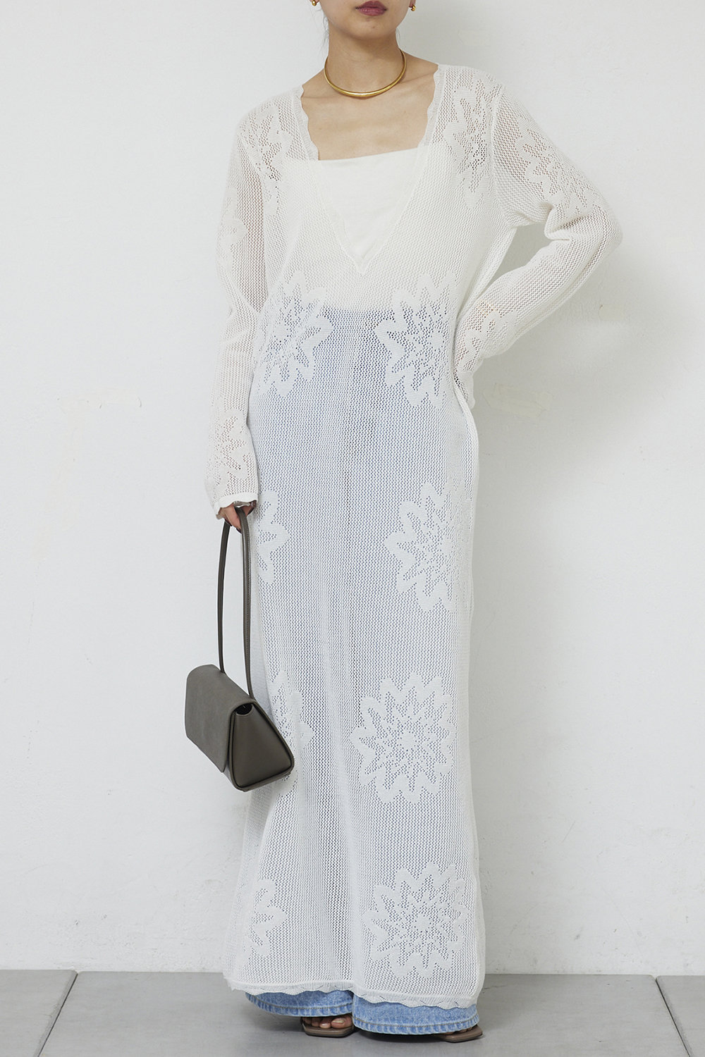 ガリャルダガランテ/GALLARDAGALANTEの【予約販売】メッシュニットドレス(ホワイト/GGZ1061309A0001)