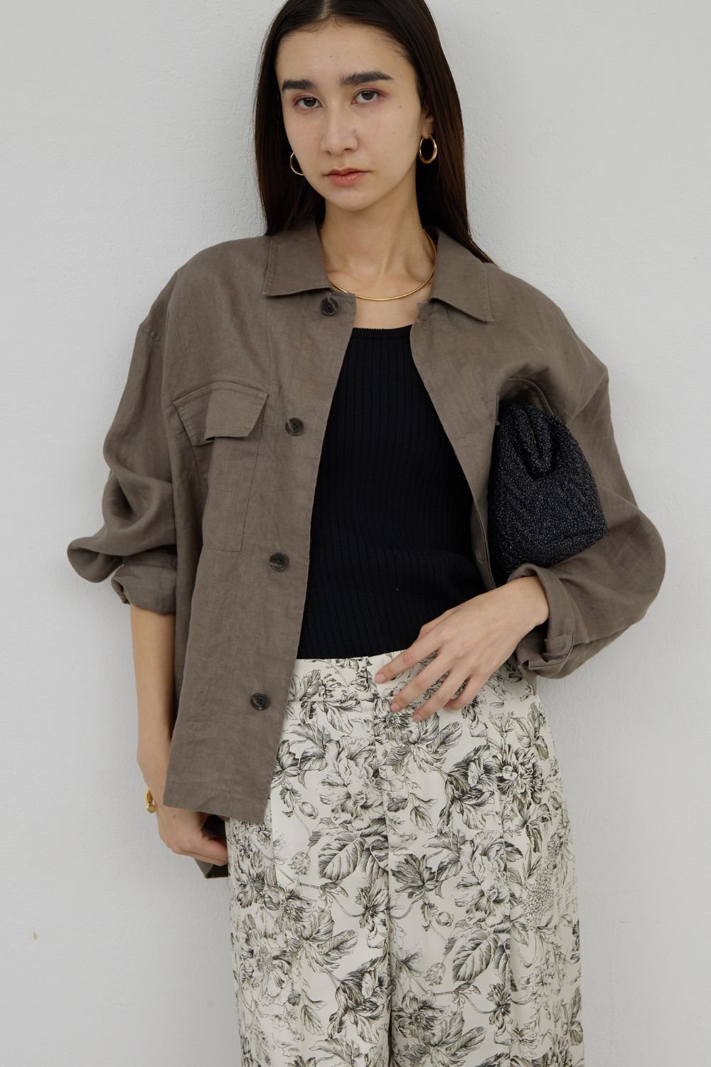 ガリャルダガランテ/GALLARDAGALANTEの【予約販売】リネンミリタリーシャツブルゾン(カーキ/GGZ1061207A0004)