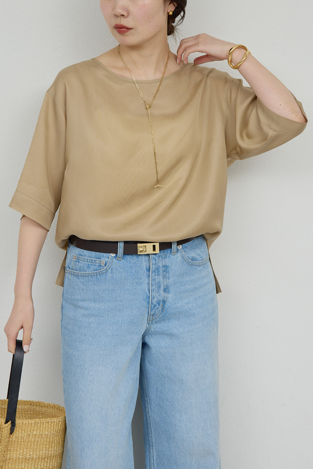 ガリャルダガランテ/GALLARDAGALANTEの【予約販売】【セットアップ対応】キュプラTeeブラウス(ライトベージュ/GGZ1061304A0003)