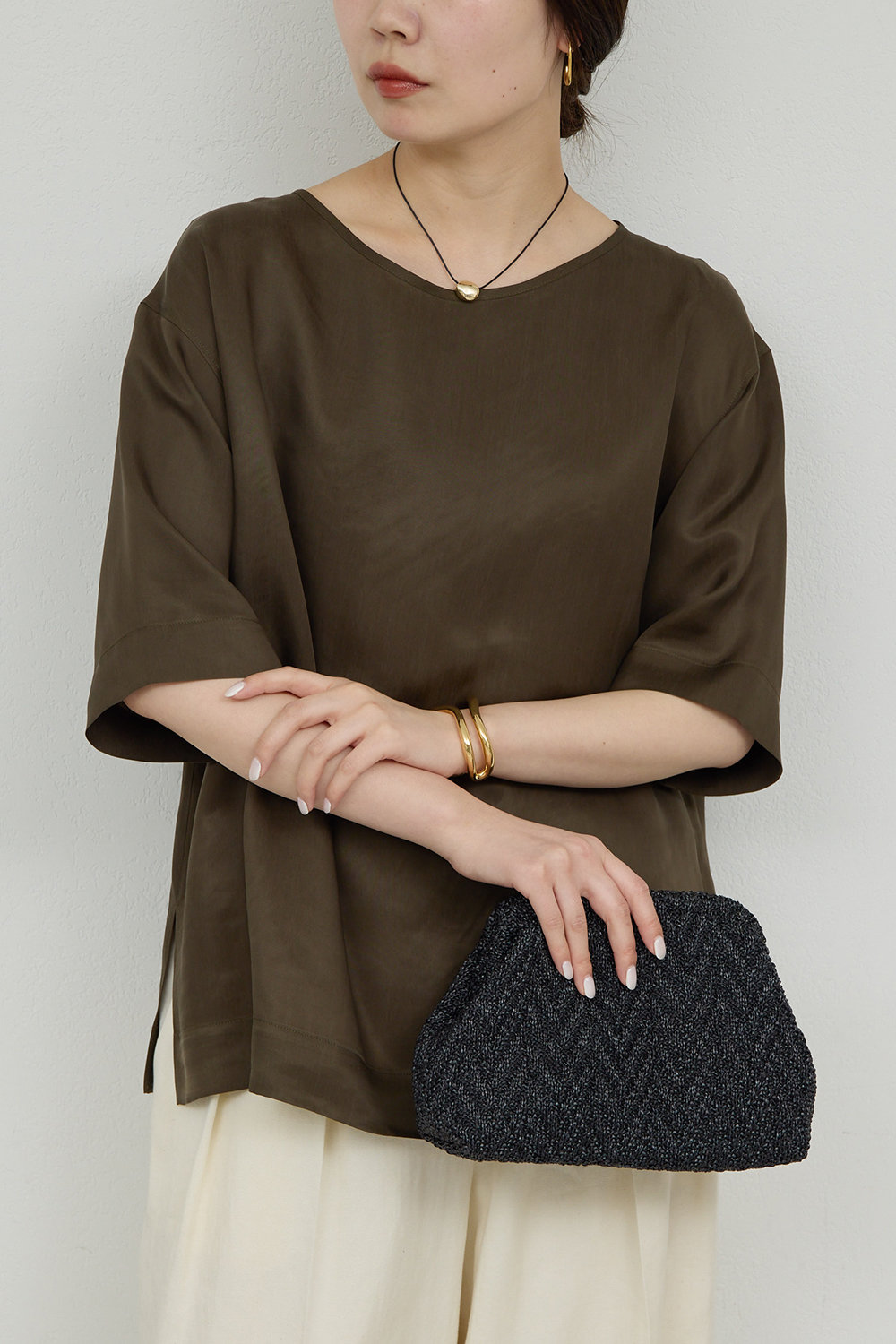 ガリャルダガランテ/GALLARDAGALANTEの【予約販売】【セットアップ対応】キュプラTeeブラウス(カーキ/GGZ1061304A0003)