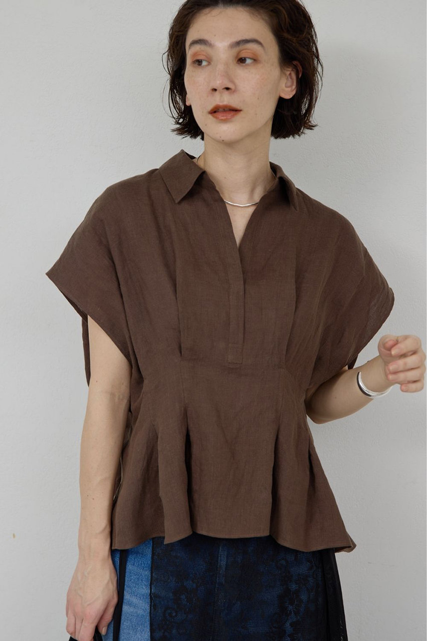 ガリャルダガランテ/GALLARDAGALANTEの【予約販売】【WEB限定】ハーフスリーブウエストシェイプシャツ(ブラウン/GGZ1061404A0004)