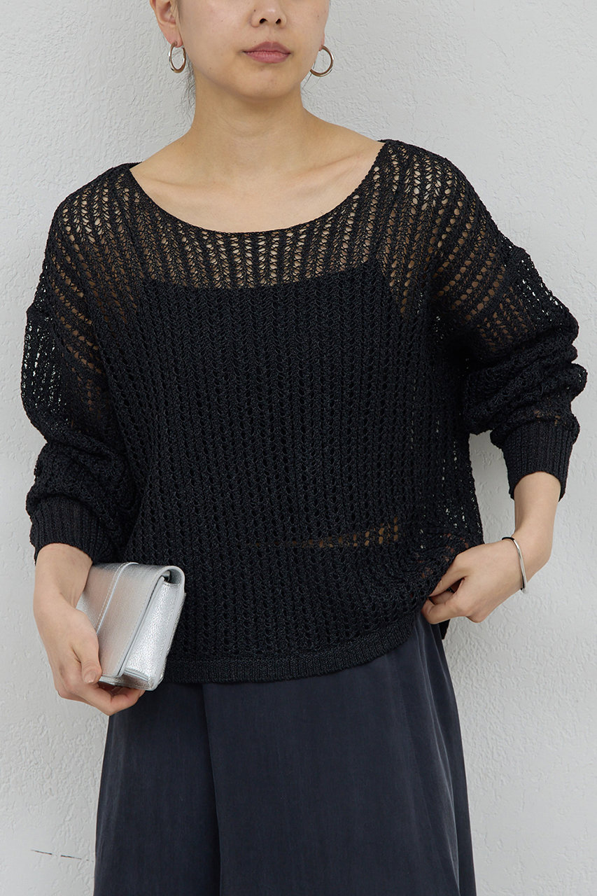 ガリャルダガランテ/GALLARDAGALANTEの【予約販売】レーシーメッシュニット(ブラック/GGZ1061405A0004)