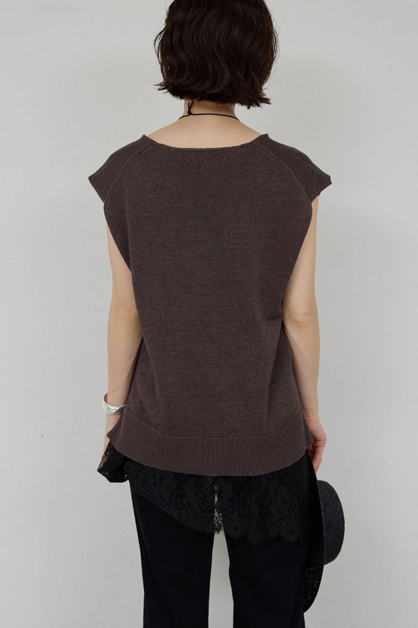 GALLARDAGALANTE(ガリャルダガランテ)｜サイドスリットニット/ブラウン