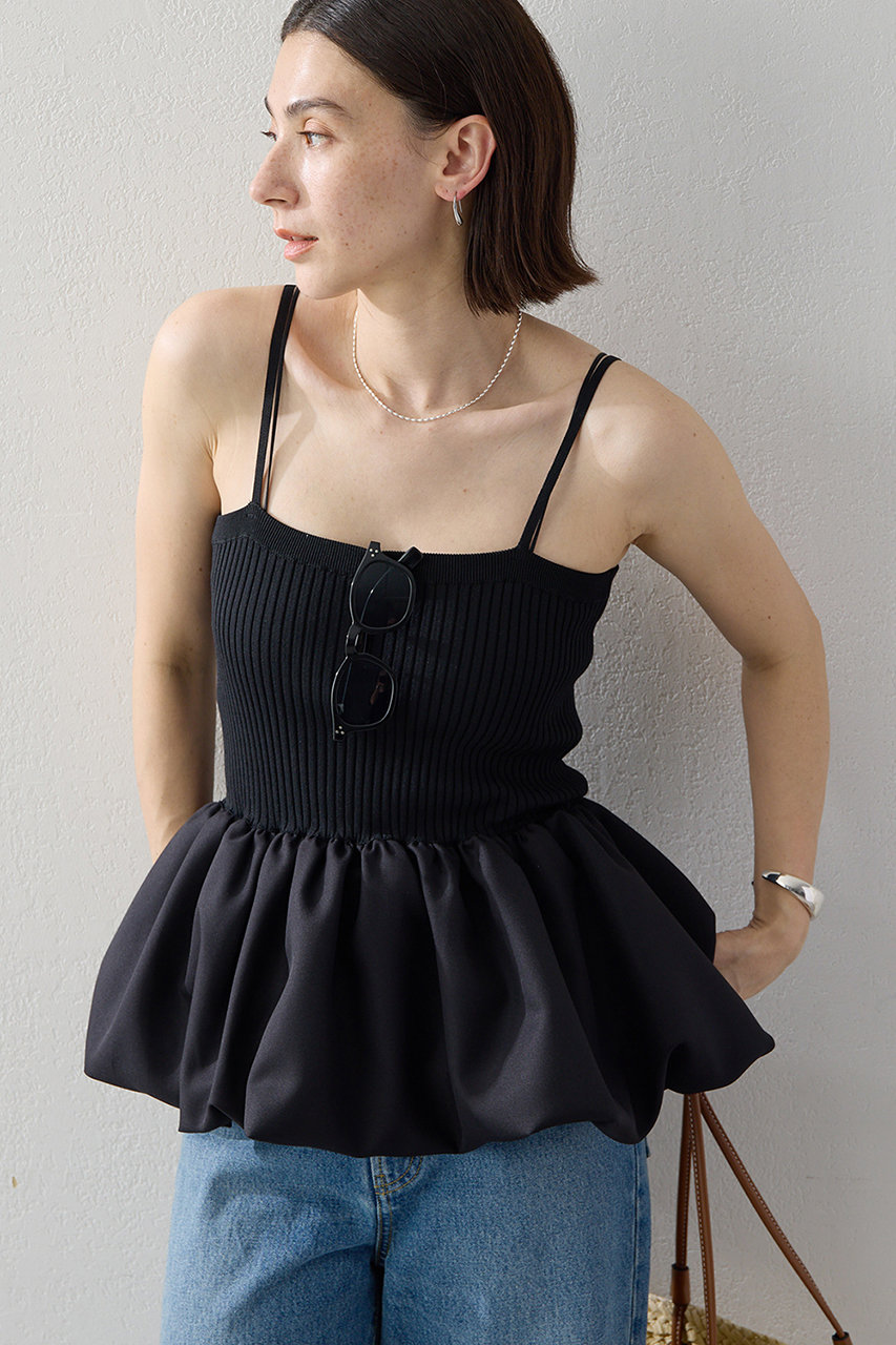 ガリャルダガランテ/GALLARDAGALANTEの【予約販売】バルーンヘムニットキャミ(ブラック/GGZ1061605A0005)