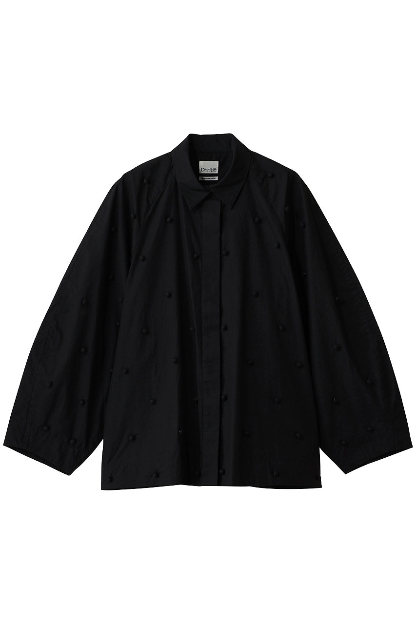 GALLARDAGALANTE 【Dhritie】ドットボタンシャツジャケット (ブラック, F) ガリャルダガランテ ELLE SHOP