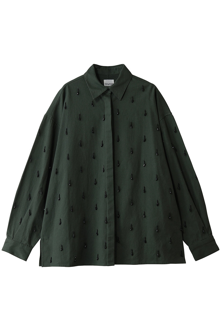 GALLARDAGALANTE 【Dhritie】ビジューシャツジャケット (カーキ, F) ガリャルダガランテ ELLE SHOP