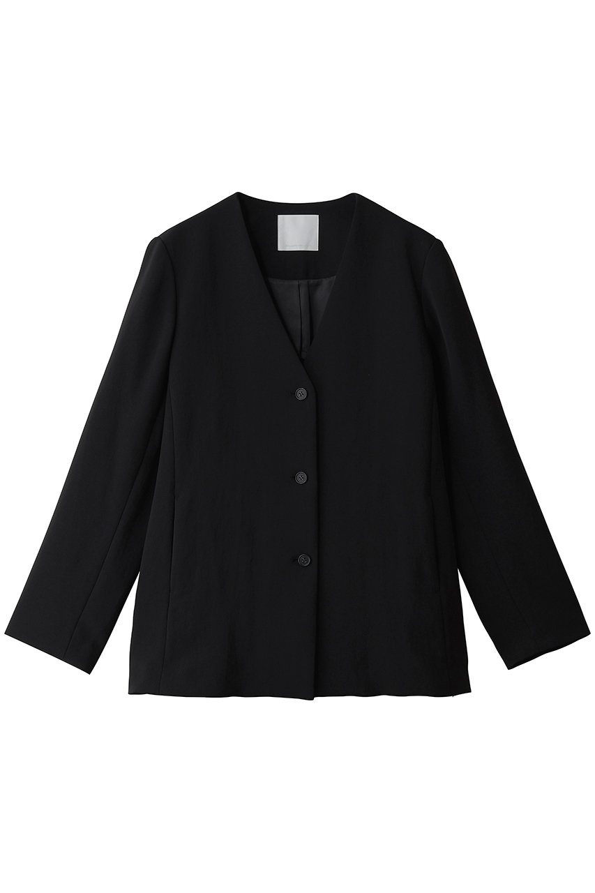 GALLARDAGALANTE ジャージーノーカラーオーバージャケット (ブラック, F) ガリャルダガランテ ELLE SHOP