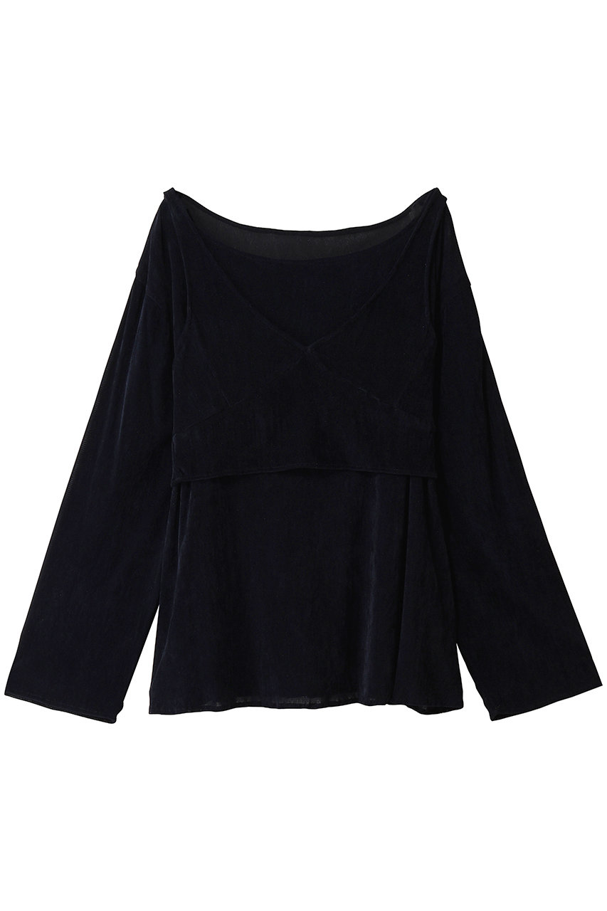 GALLARDAGALANTE セットシアーベロアロンTee (ネイビー, F) ガリャルダガランテ ELLE SHOP
